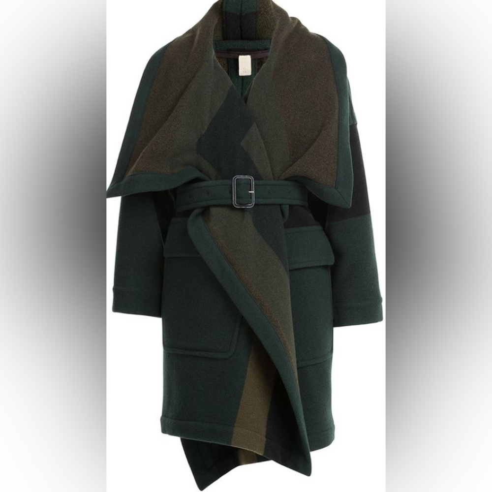 Burberry Brit Green Cherbrooke wool-blend blanket coat belted Sz S RARE! - Picture 13 of 13